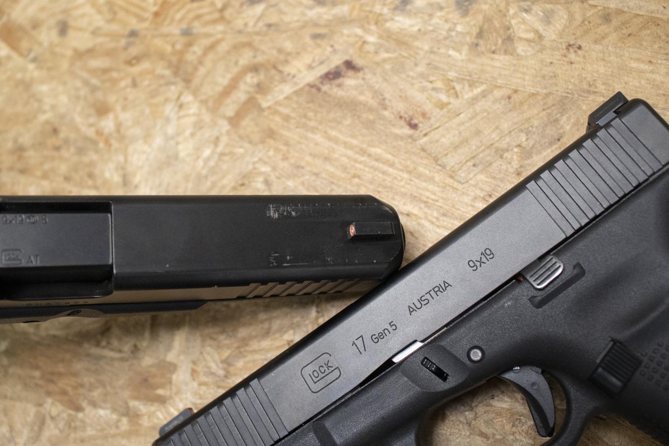 GLOCK 17 Gen5 9mm Police Trade-In Pistols with Night Sights and Front Slide Serrations (Fair Condition)